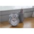 Cute Cartoon Owl Sahpe Metal Mute Movement Alarm Clock with Night Light gray