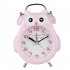 Cute Cartoon Owl Sahpe Metal Mute Movement Alarm Clock with Night Light gray