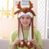 Cute Cartoon Pinch Ears Moveable Airbag Cap Warm Hat Santa Claus Elk for Christmas Gift Decorative Props elk With Light