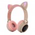 Cute Cat Ear Bluetooth 5 0 Headphones Foldable On Ear Stereo Wireless Headset with Mic LED Light Support FM Radio TF Card Aux in for Smartphones PC Tablet  Pink