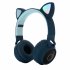 Cute Cat Ear Bluetooth compatible 5 0 Earphone With 3 color Gradient Led Light Foldable Wireless Stereo Headset blue