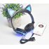 Cute Cat Ear Headset LED Light with USB Chargeable Foldable Earphones for Ipad Tablet Computer Mobile Phone  Pink