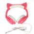 Cute Cat Ear Headset LED Light with USB Chargeable Foldable Earphones for Ipad Tablet Computer Mobile Phone  blue