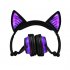 Cute Cat Ear Rechargeable Gaming Headset with LED Lights Colorful Over Ear Foldable Headphones with Mic for Cell Phone  purple