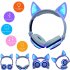 Cute Cat Ear Rechargeable Gaming Headset with LED Lights Colorful Over Ear Foldable Headphones with Mic for Cell Phone  Pink