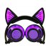 Cute Cat Ear Rechargeable Gaming Headset with LED Lights Colorful Over Ear Foldable Headphones with Mic for Cell Phone  Pink