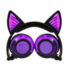 Cute Cat Ear Rechargeable Gaming Headset with LED Lights Colorful Over Ear Foldable <span style='color:#F7840C'>Headphones</span> with Mic for Cell Phone purple