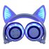 Cute Cat Ear Rechargeable Gaming Headset with LED Lights Colorful Over Ear Foldable Headphones with Mic for Cell Phone  white