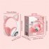 Cute Cat Ears Wireless Headphones With Mic Stereo Music Gaming Led Rgb Bluetooth compatible Headset For Girls Boys pink