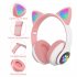 Cute Cat Ears Wireless Headphones With Mic Stereo Music Gaming Led Rgb Bluetooth compatible Headset For Girls Boys pink