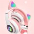 Cute Cat Ears Wireless Headphones With Mic Stereo Music Gaming Led Rgb Bluetooth compatible Headset For Girls Boys Purple