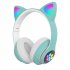 Cute Cat Ears Wireless Headphones With Mic Stereo Music Gaming Led Rgb Bluetooth compatible Headset For Girls Boys Purple