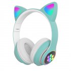 Cute Cat Ears Wireless Headphones With Mic Stereo Music Gaming Led Rgb Bluetooth-compatible Headset For Girls Boys green