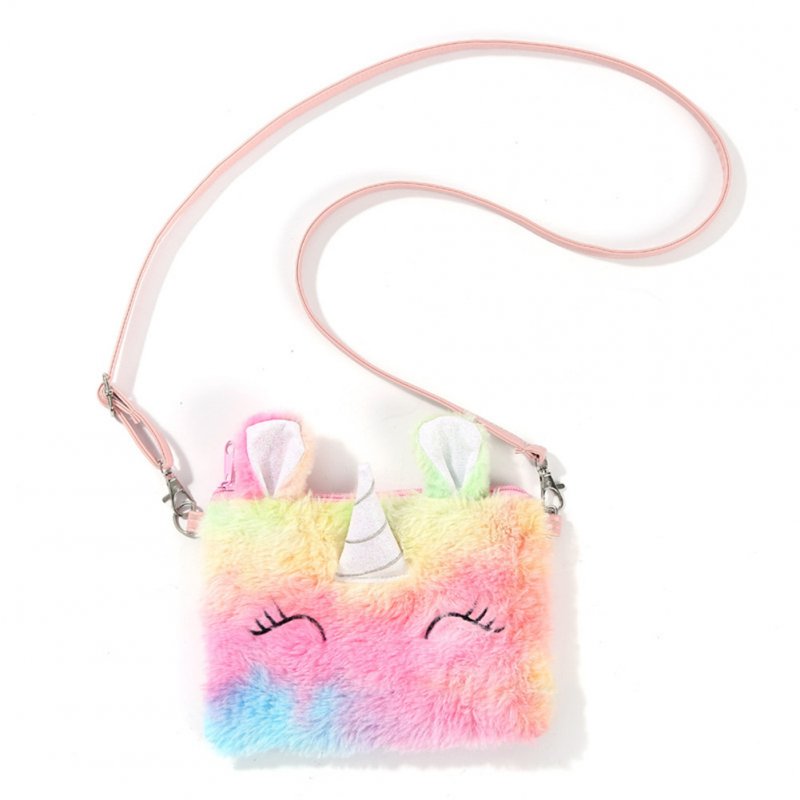 Cute Children Shoulder Bag Cartoon Plush Soft Autumn Winter Fashion Cute Horse Fluffy Handbag color