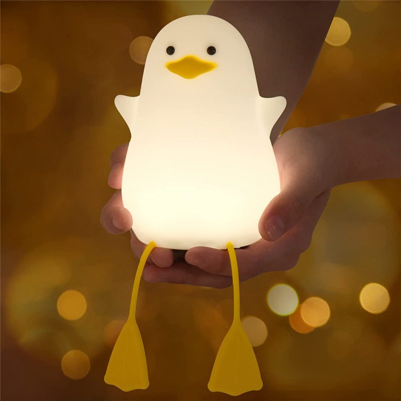 Cute Duck Shape Night Light With Warm Color Dimming Function 1200mah Rechargeable Lamp With 20' Timer Touch Control yellow mouth