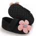 Cute Flower Soft Sole Non Slip Prewalker Princess Shoes for Kids Baby Toddler Girls black 13 cm inside length