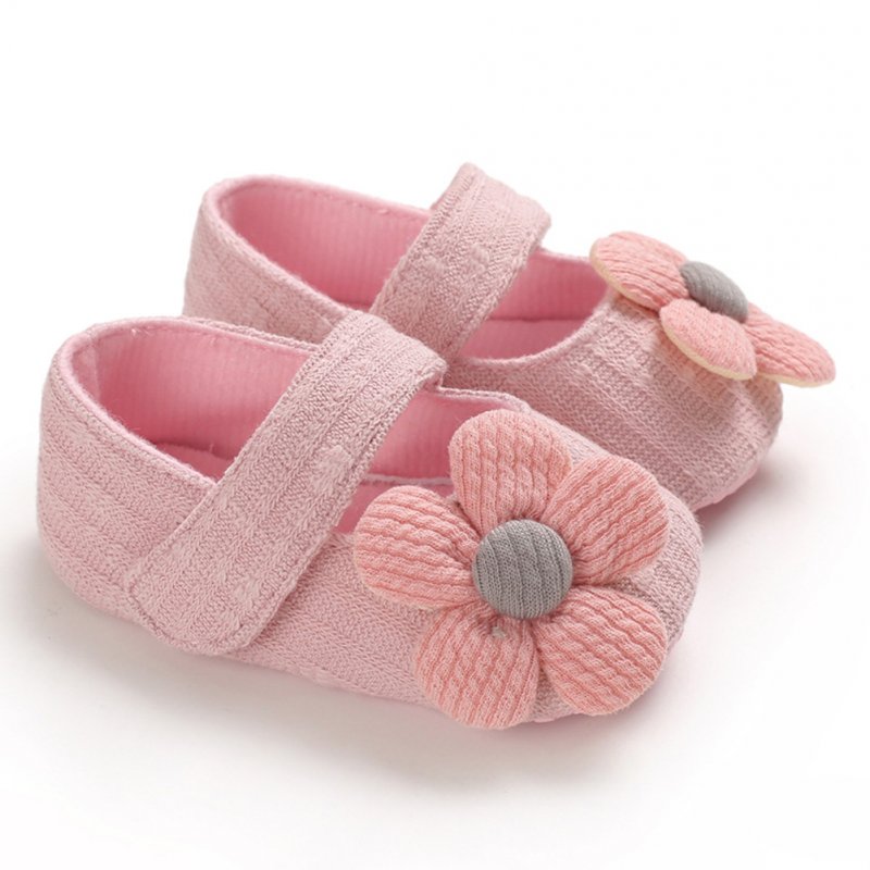 Cute Flower Soft Sole Non-Slip Prewalker Princess Shoes for Kids Baby Toddler Girls Pink_Inside length 11 cm