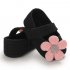 Cute Flower Soft Sole Non Slip Prewalker Princess Shoes for Kids Baby Toddler Girls black Inside length 11 cm