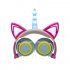 Cute Kids Cat Ear Headphones Wired Adjustable for Boys Girls Tablet Kids Headband Earphone Foldable Over On Ear Game Headset  Blue pink