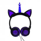 Cute Kids Cat Ear <span style='color:#F7840C'>Headphones</span> Wired Adjustable for Boys Girls Tablet Kids Headband Earphone Foldable Over On Ear Game Headset Black purple