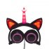 Cute Kids Cat Ear Headphones Wired Adjustable for Boys Girls Tablet Kids Headband Earphone Foldable Over On Ear Game Headset  White pink