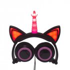 Cute Kids Cat Ear Headphones Wired Adjustable for Boys Girls Tablet Kids Headband <span style='color:#F7840C'>Earphone</span> Foldable Over On Ear Game Headset Black pink