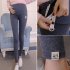 Cute Kitten Pattern Abdomen Support Leggings Trousers for Pregnant Woman  Dark gray  XXL