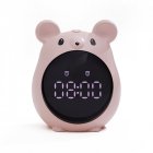 Cute Mouse Shape Alarm  Clock Rechargeable Voice Control Clock For Students Pink