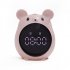 Cute Mouse Shape Alarm  Clock Rechargeable Voice Control Clock For Students Pink