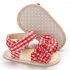 Cute Plaid Soft Rubber Sole Princess Sandals for Baby Infant Girls red Inside length 11 cm