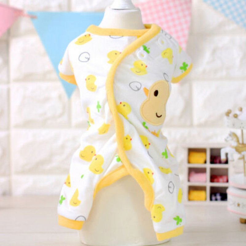 Cute Printing Cotton Pet Dog Four Feets Coat Pajamas yellow_M