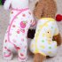 Cute Printing Cotton Pet Dog Four Feets Coat Pajamas yellow M