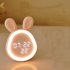 Cute Rabbit Alarm Clock Rechargeable Adjustable Brightness Led Luminous Digital Clock With Temperature Display pink