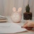 Cute Rabbit Alarm Clock Rechargeable Adjustable Brightness Led Luminous Digital Clock With Temperature Display pink
