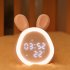 Cute Rabbit Alarm Clock Rechargeable Adjustable Brightness Led Luminous Digital Clock With Temperature Display pink