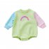 Cute Rainbow Romper For Boys Girls Contrast Color Long Sleeves Bodysuit For 0 2 Years Old Kids pink 0 3M 59