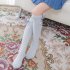 Cute Rhombus Mesh Cotton Knee High Socks with Bowknot for Kids Wear white 35CM
