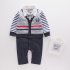 Cute Soft Cotton Baby Boys Romper Long Sleeve Overalls Bow Tie Gentleman Kids Jumpsuit Spring Autumn