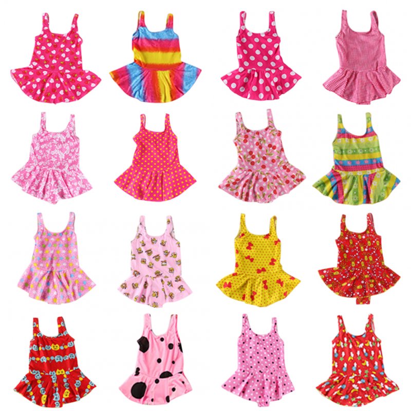 Cute Sweet Children Kids Girls One-piece Dress Swimsuit Random Color Random color_45#