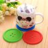 Cute Thermal Insulation Round Button Shape Silicone Placemat Coaster for Mug Glass blue