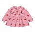 Cute Zippered Girls Dress Long Sleeves and Flouncing Collar Skirt with Strawberry Decorated yellow 110cm