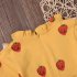 Cute Zippered Girls Dress Long Sleeves and Flouncing Collar Skirt with Strawberry Decorated yellow 90cm