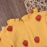 Cute Zippered Girls Dress Long Sleeves and Flouncing Collar Skirt with Strawberry Decorated yellow 110cm