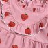 Cute Zippered Girls Dress Long Sleeves and Flouncing Collar Skirt with Strawberry Decorated yellow 90cm