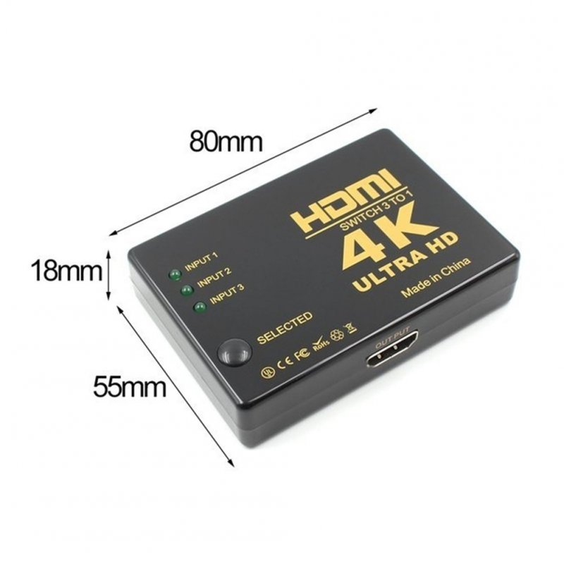 4K*2K HDMI Splitter 3 in 1 High Definiton Video Adapter 3 Input 1 Output Converter 