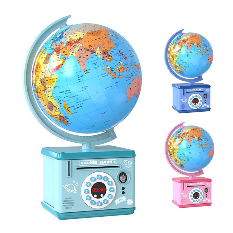 Children Globe Shape Piggy Bank Password Money Box Cash Coin Savings Box with Night Light Music 