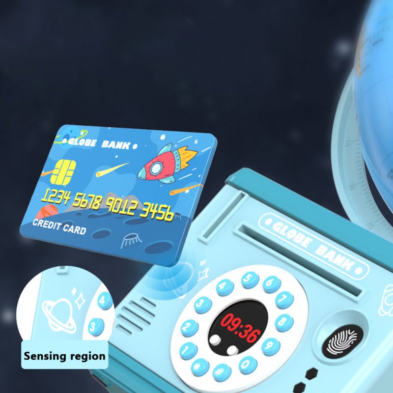 Children Globe Shape Piggy Bank Password Money Box Cash Coin Savings Box with Night Light Music 
