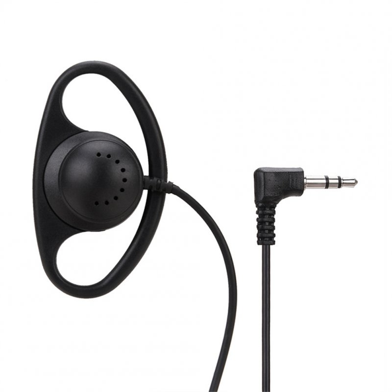 D-shaped Soft Ear Hook Headphone 3.5mm Plug Dual Channel Single Side Headset Compatible For Laptop Skype Voip Icq black