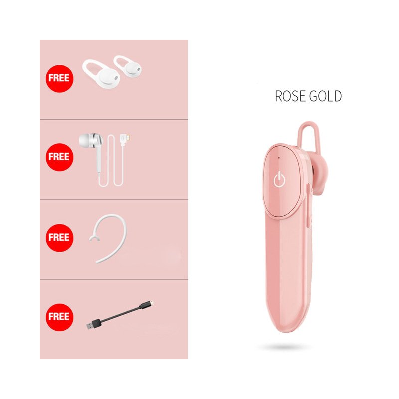 D16 Car Wireless Bluetooth-compatible  5.0  Earphones Mini Business Large-capacity Car Driving Headset Earbuds With Microphone Rose gold
