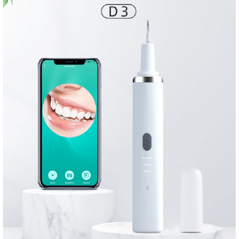 D3 Visual Electric Ultrasonic Dental  Scaler Tooth Calculus Remover Cleaner Stains Tartar Teeth Tartar Remove Ipx7 Waterproof Dental Scaler White